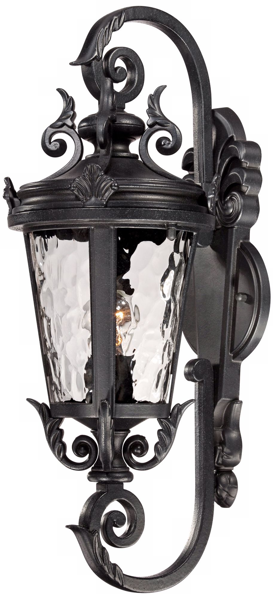 Franklin Iron Works Casa Marseille 19" Black Scroll Outdoor Wall Light in scene