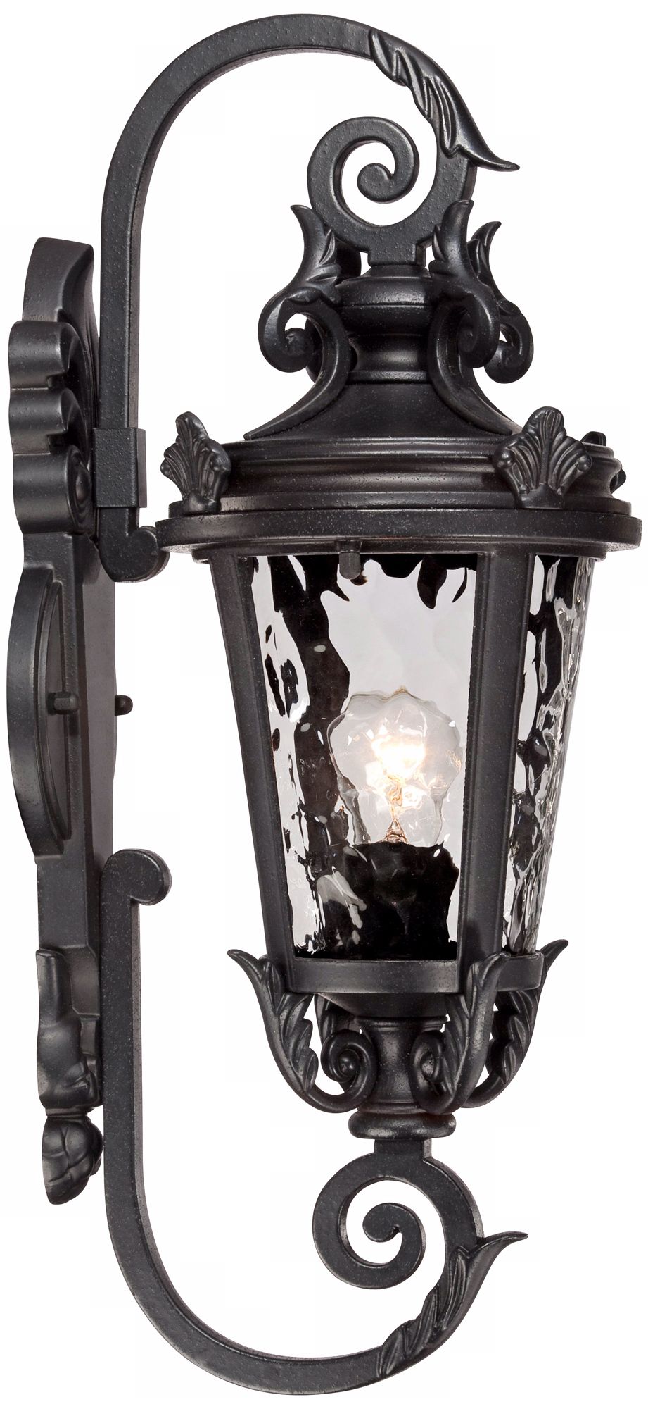 Franklin Iron Works Casa Marseille 19" Black Scroll Outdoor Wall Light in scene