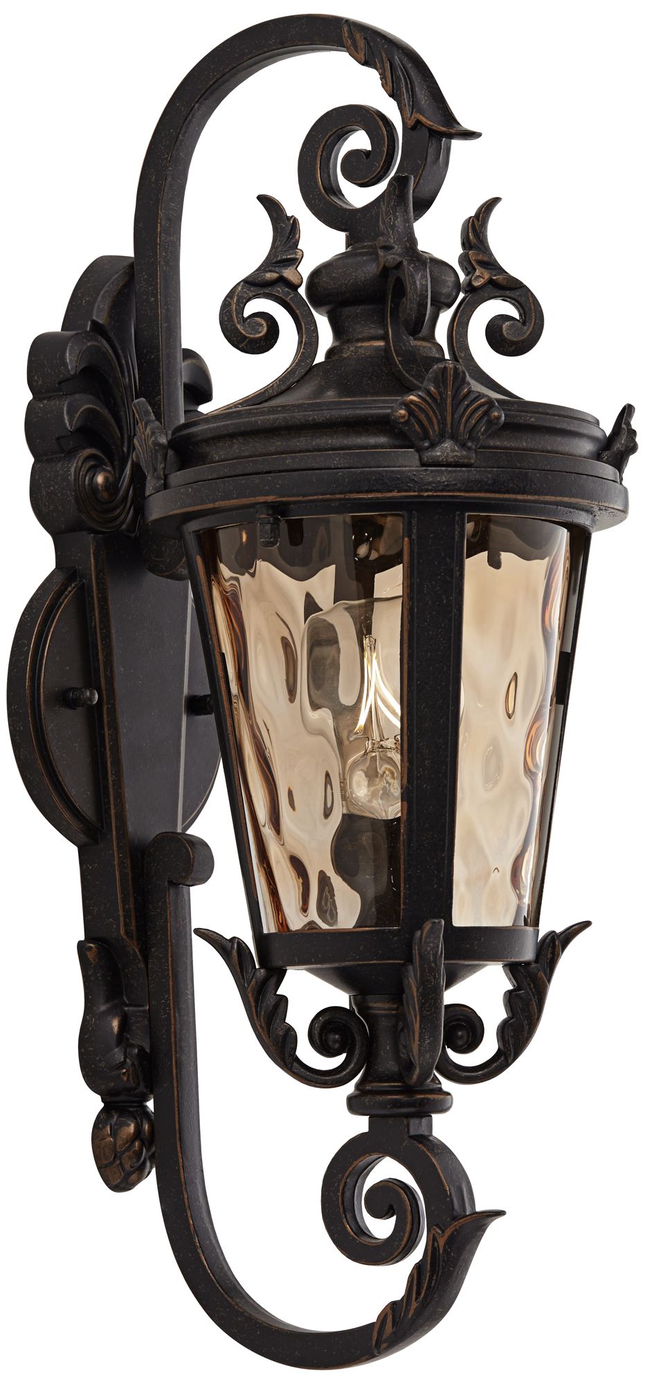 Image 3 Franklin Iron Works Casa Marseille 19" Bronze Scroll Outdoor Wall Lt