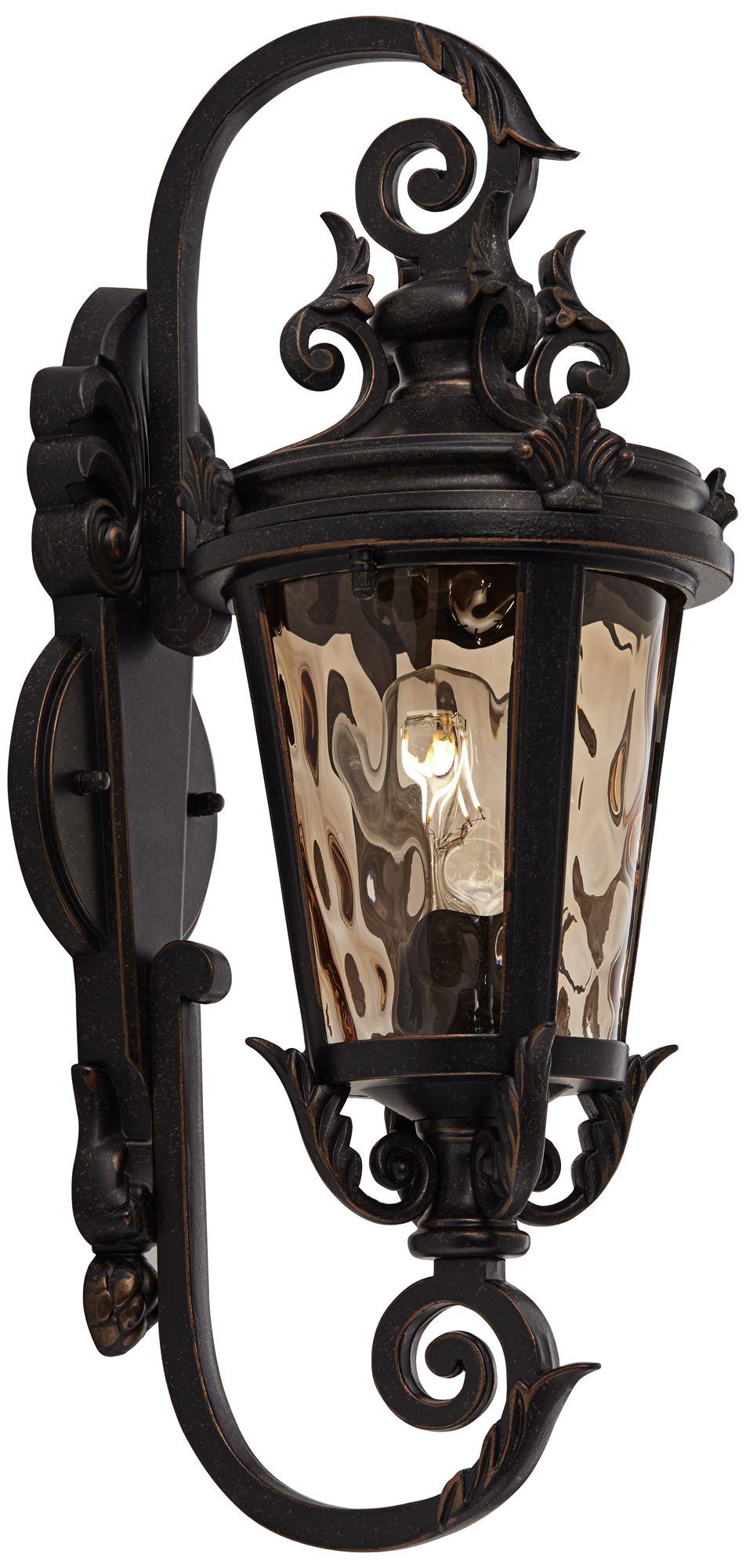 Franklin Iron Works Casa Marseille 19" Bronze Scroll Outdoor Wall Lt in scene