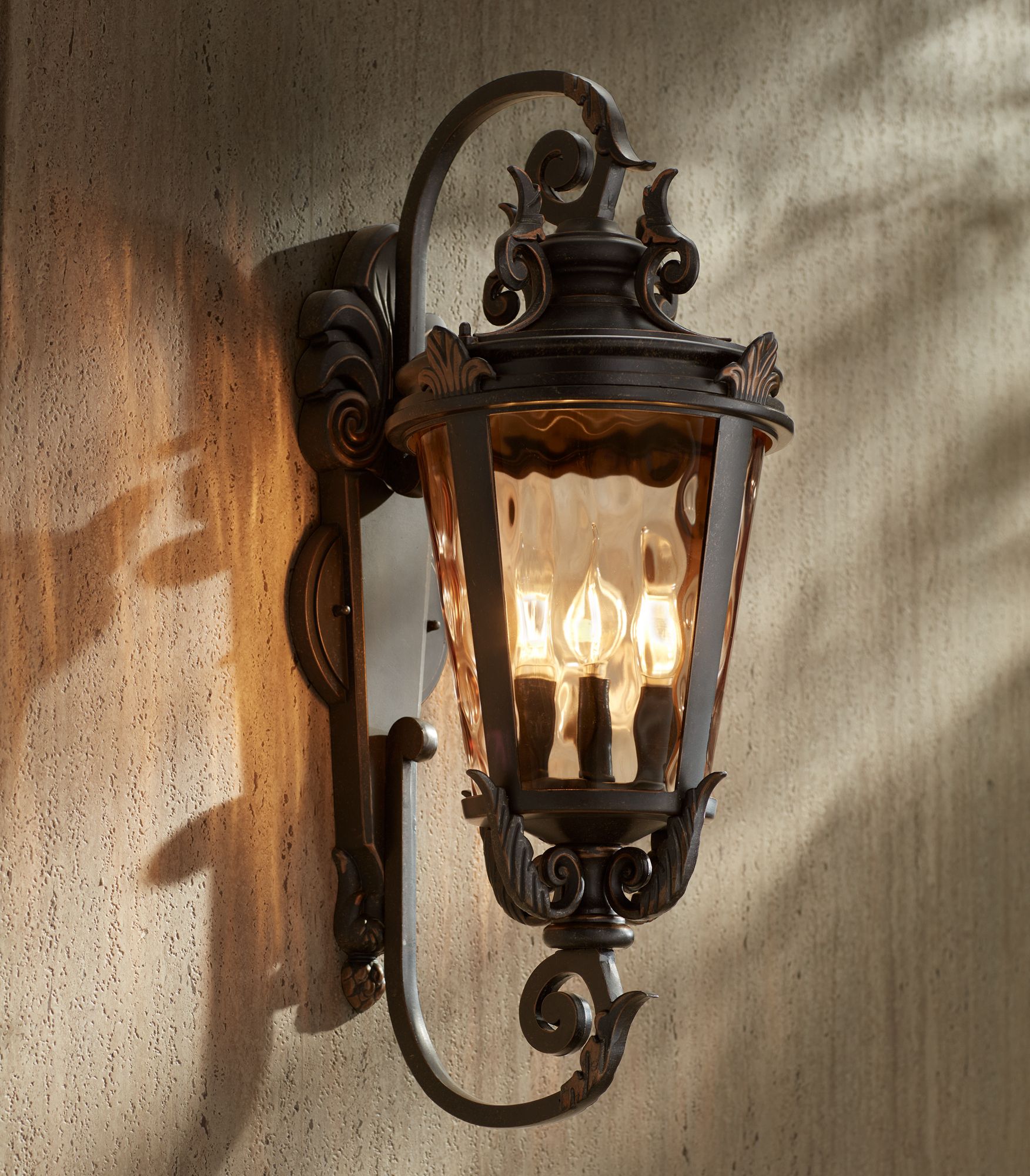 Franklin Iron Works Casa Marseille 27 1/2"H Bronze Outdoor Wall Light in scene