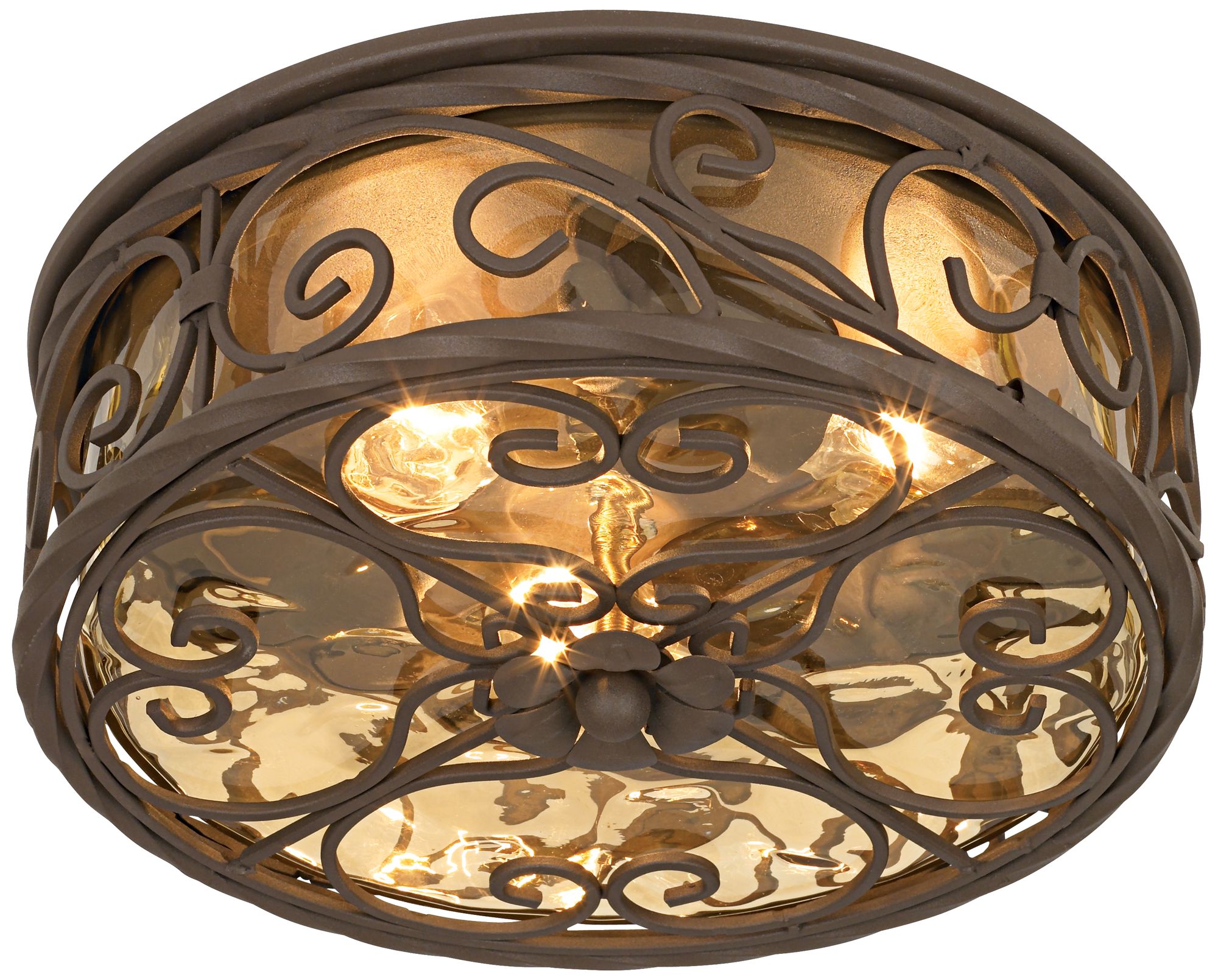 Image 2 Franklin Iron Works Casa Seville 12" Walnut In/Out Ceiling Light
