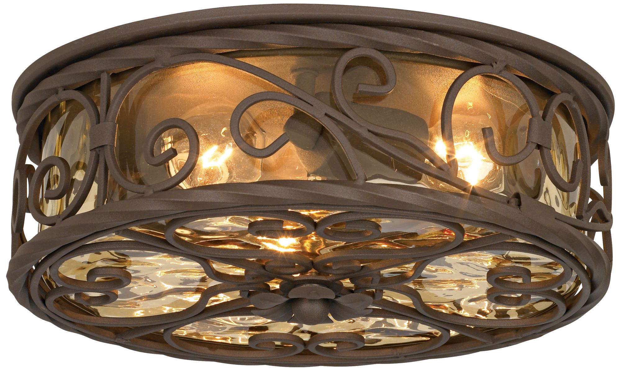 Image 5 Franklin Iron Works Casa Seville 12" Walnut In/Out Ceiling Light more views