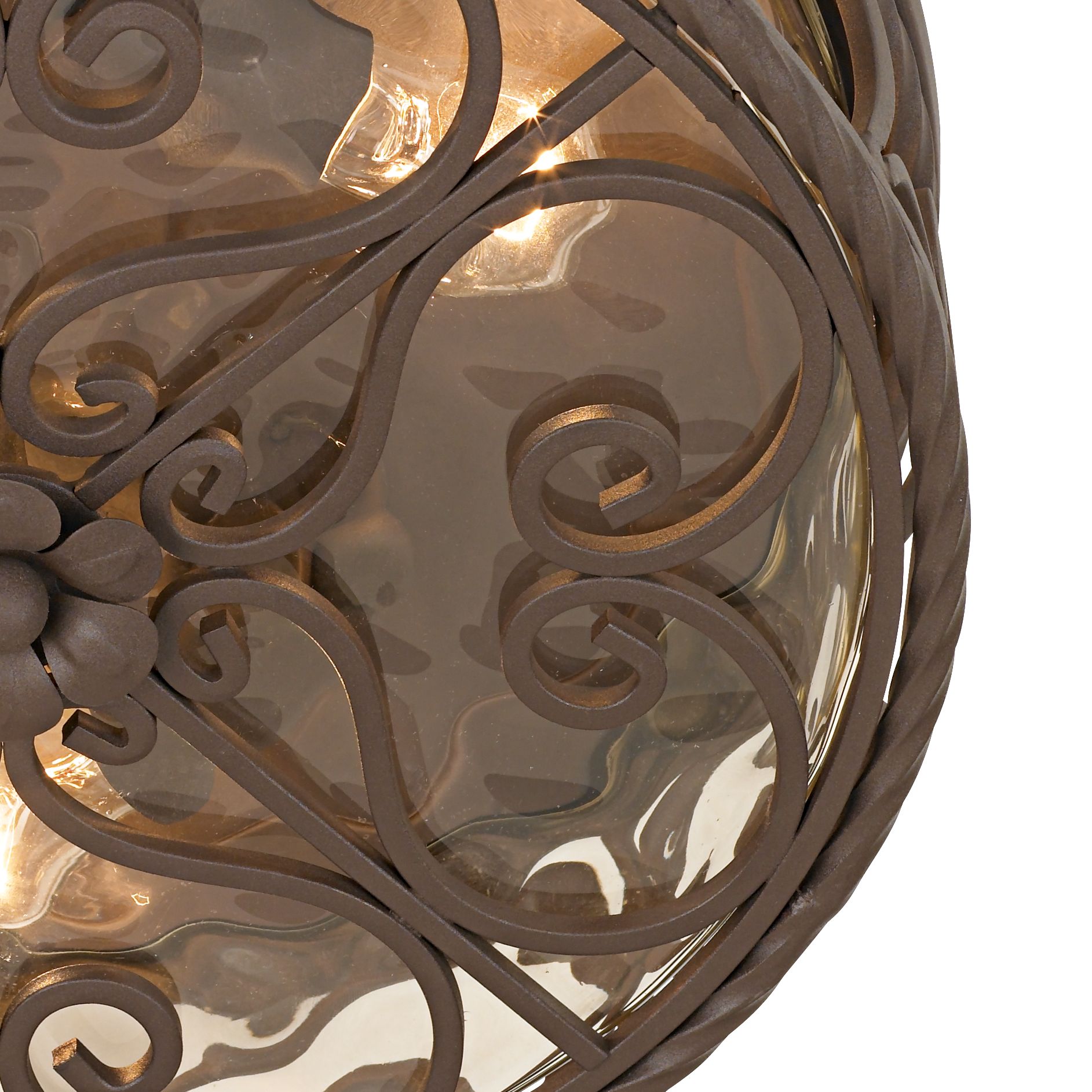 Image 3 Franklin Iron Works Casa Seville 15" Walnut Scroll Ceiling Light more views