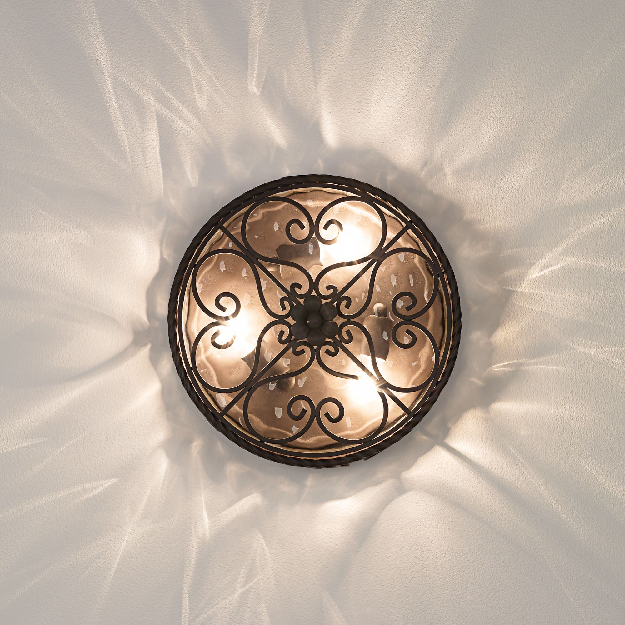 Image 6 Franklin Iron Works Casa Seville 15" Walnut Scroll Ceiling Light more views