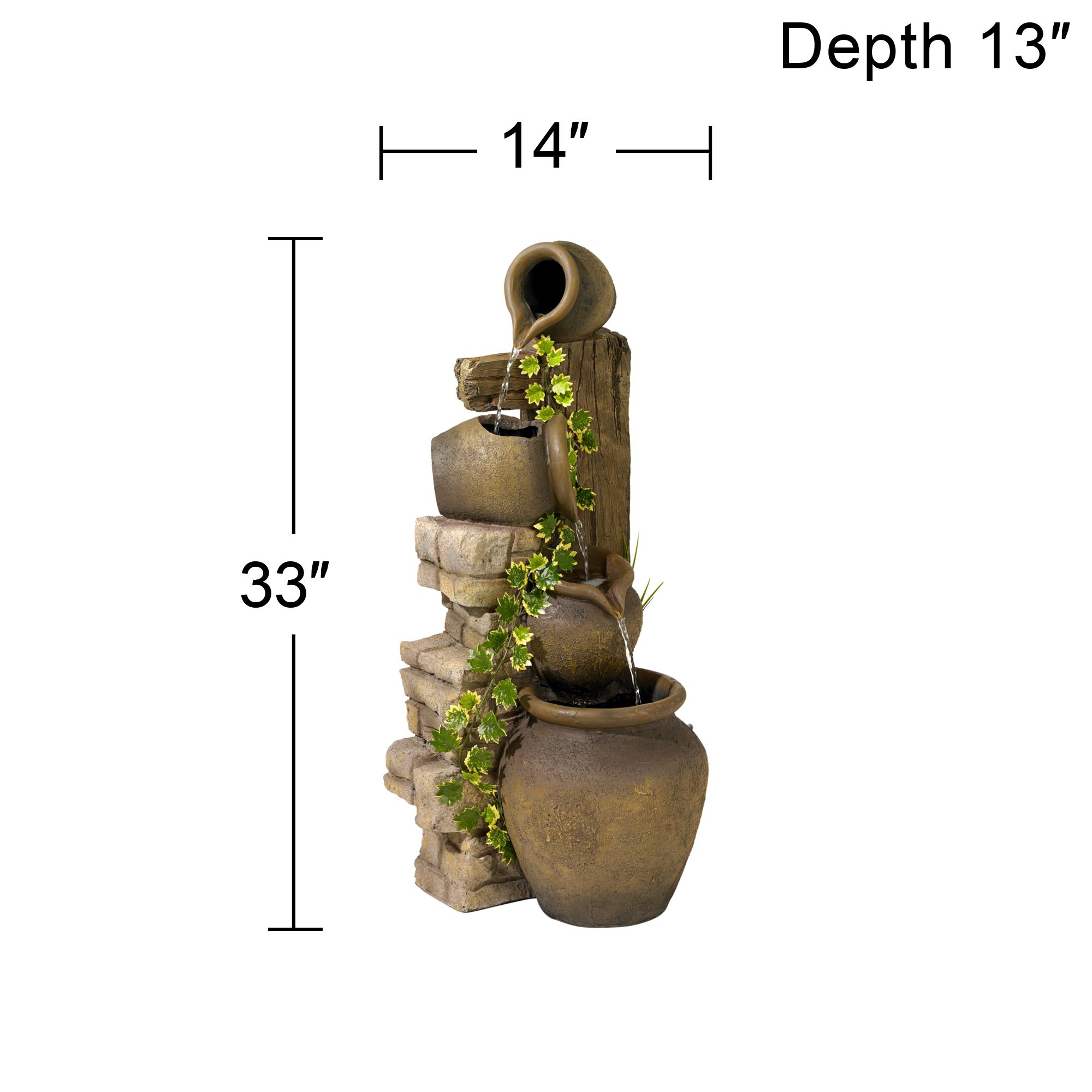 Three Rustic Jugs Cascading Fountain