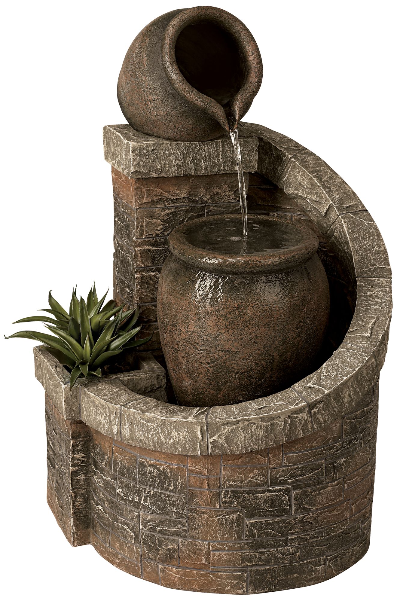 Image 3 Franklin Iron Works Cascading 35" Rustic Two Jug Fountain with LED Lt