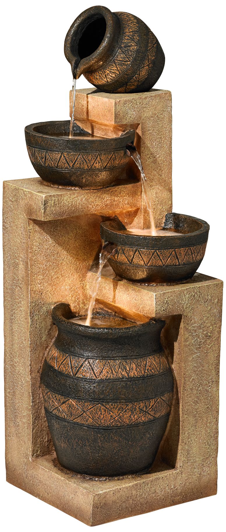 Image 2 Franklin Iron Works Cascading Bowl and Jug 46" LED Rustic Fountain