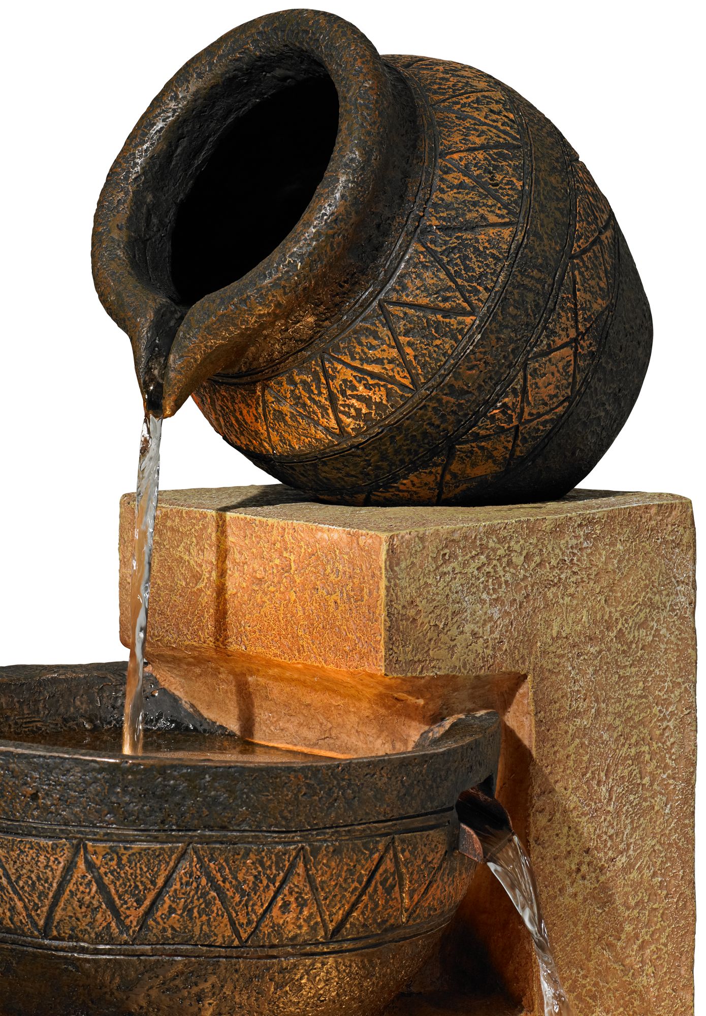 Image 3 Franklin Iron Works Cascading Bowl and Jug 46" LED Rustic Fountain more views