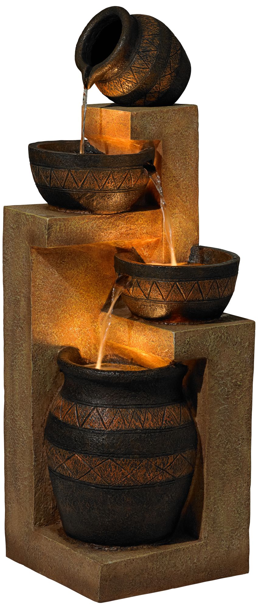 Stoneware Bowl and Jar Fountain