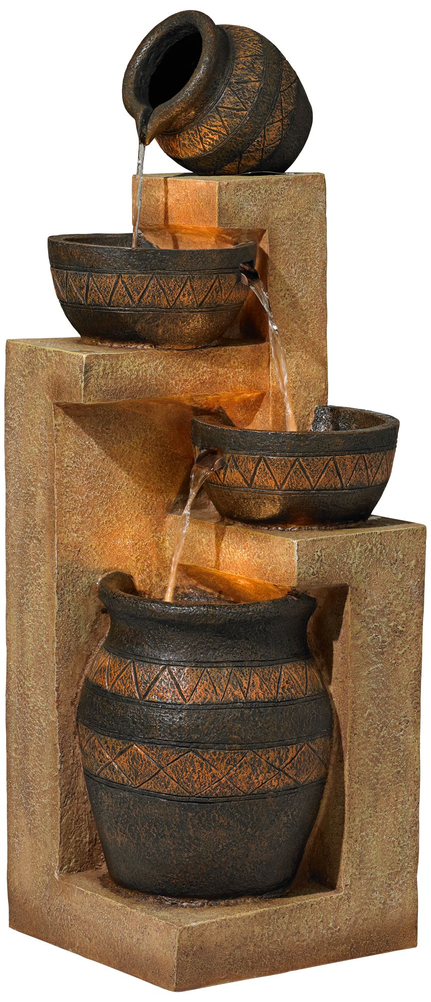 Stoneware Bowl and Jar Fountain