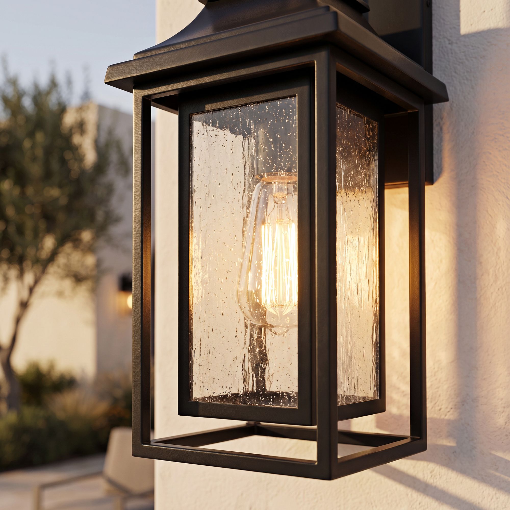 Image 5 Franklin Iron Works Cecile 18 1/4" Black/Seeded Glass Outdoor Lantern more views
