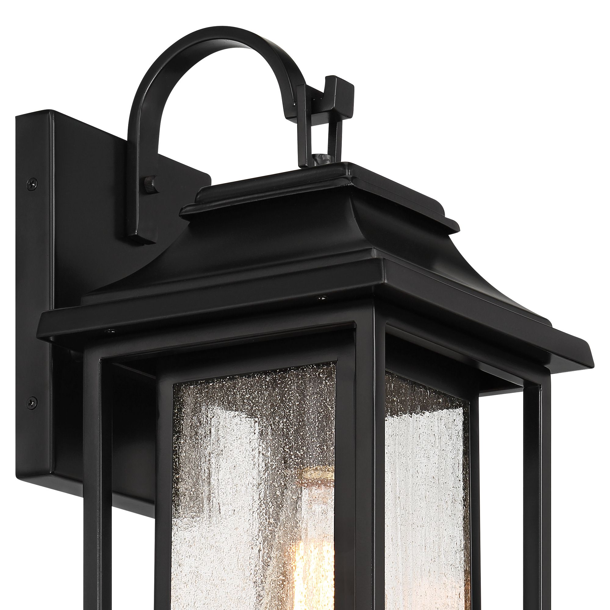 Image 6 Franklin Iron Works Cecile 18 1/4" Black/Seeded Glass Outdoor Lantern more views