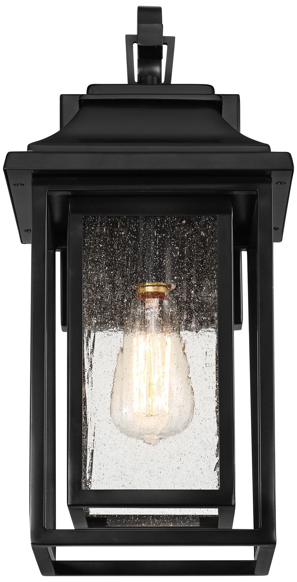 Image 7 Franklin Iron Works Cecile 18 1/4" Black/Seeded Glass Outdoor Lantern more views