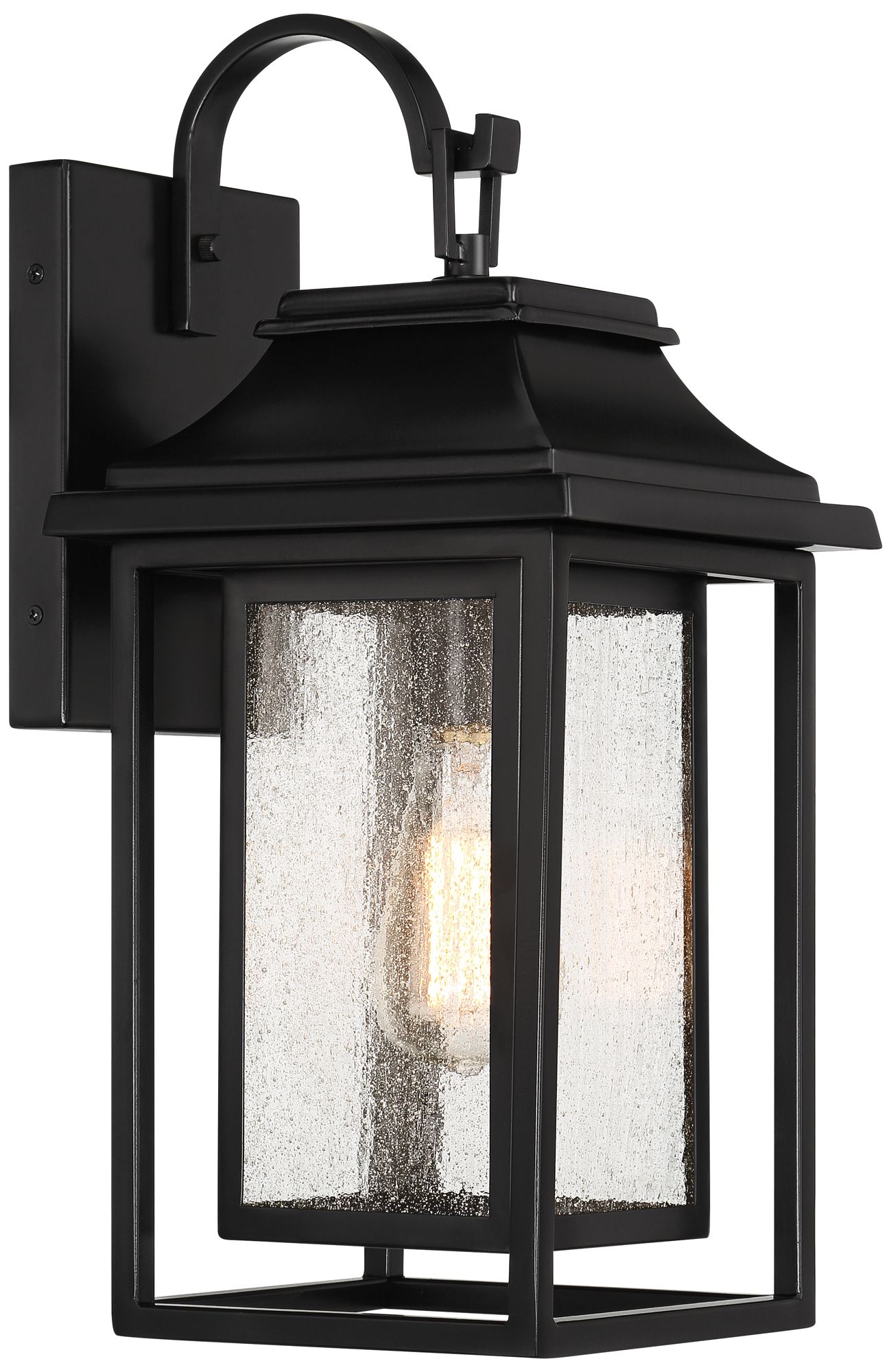 Franklin Iron Works Cecile 18 1/4" Black/Seeded Glass Outdoor Lantern in scene