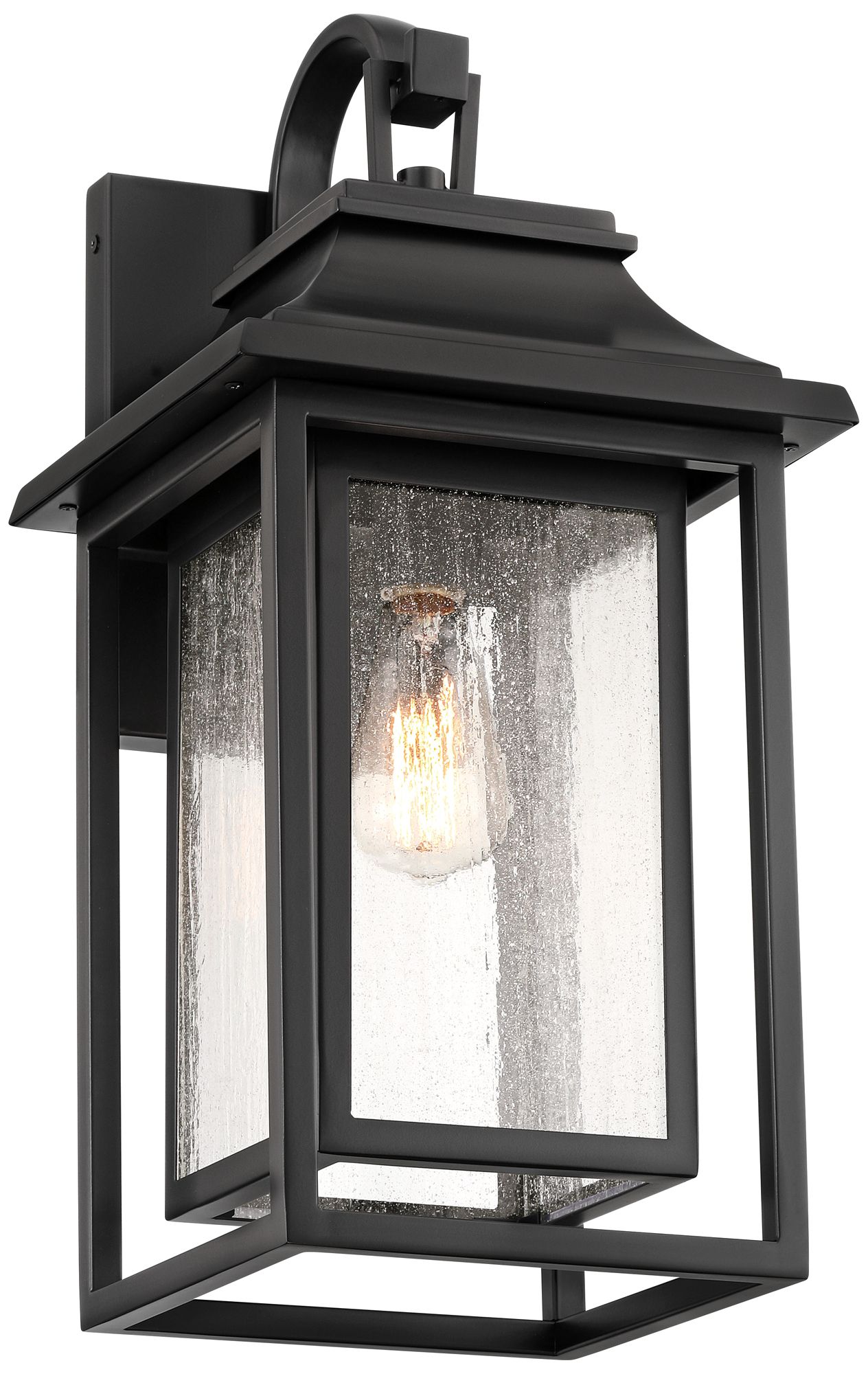 Franklin Iron Works Cecile 21 1/4" Black Box Lantern Outdoor Wall Lt in scene