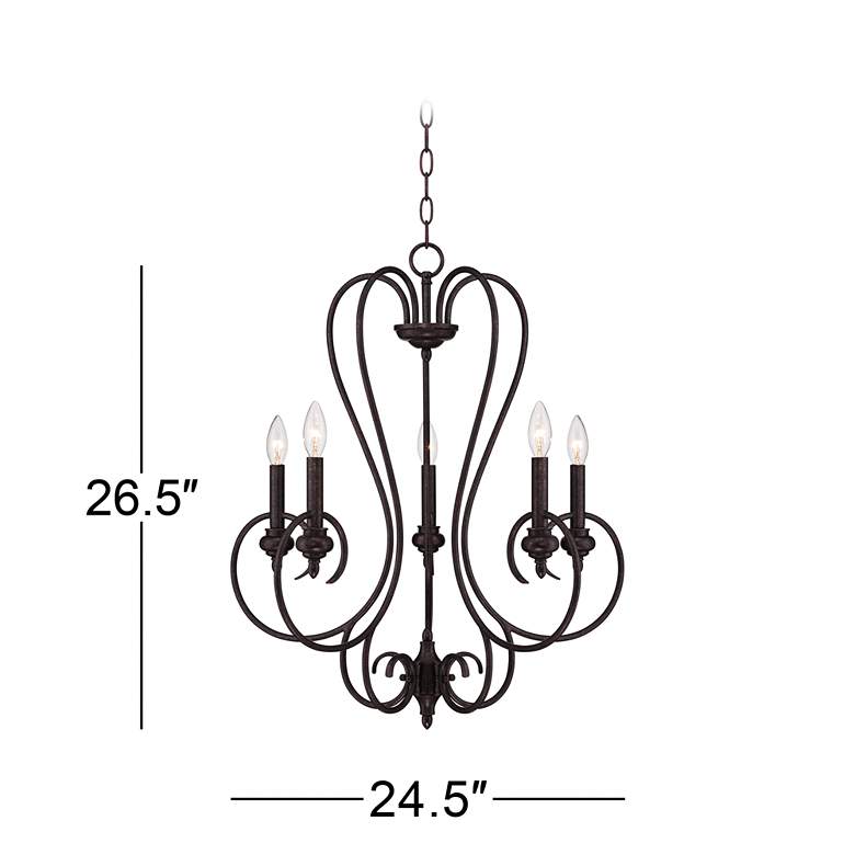 Image 5 Franklin Iron Works Channing 24 1/2 inch Bronze 5-Light Scroll Chandelier more views