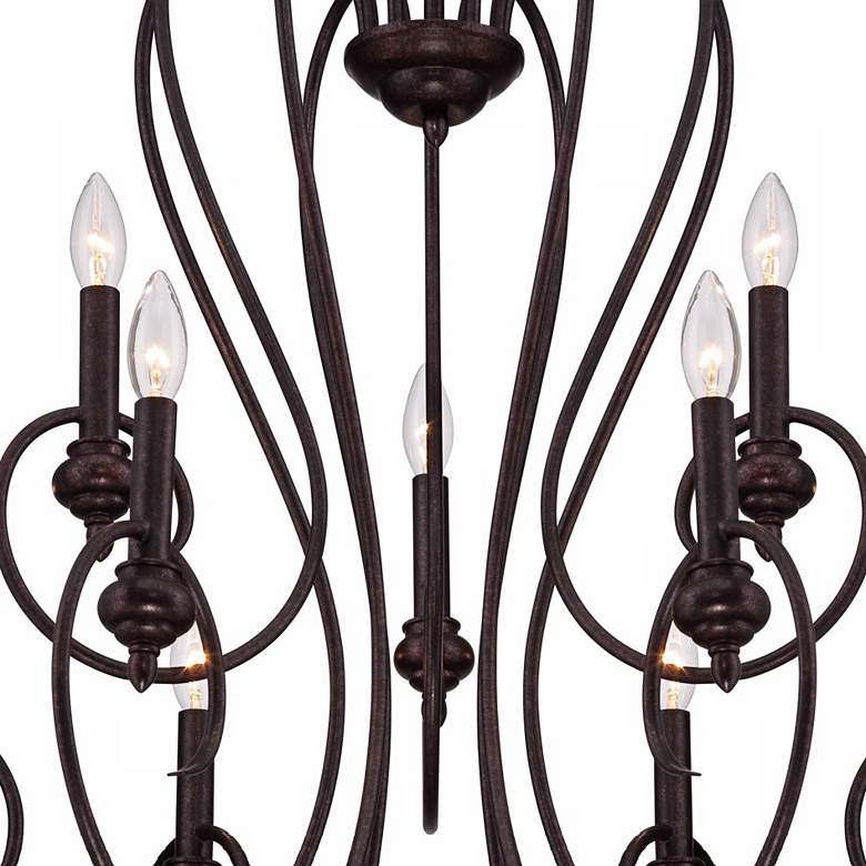 Image 4 Franklin Iron Works Channing 30 1/2 inch Bronze Scroll 9-Light Chandelier more views