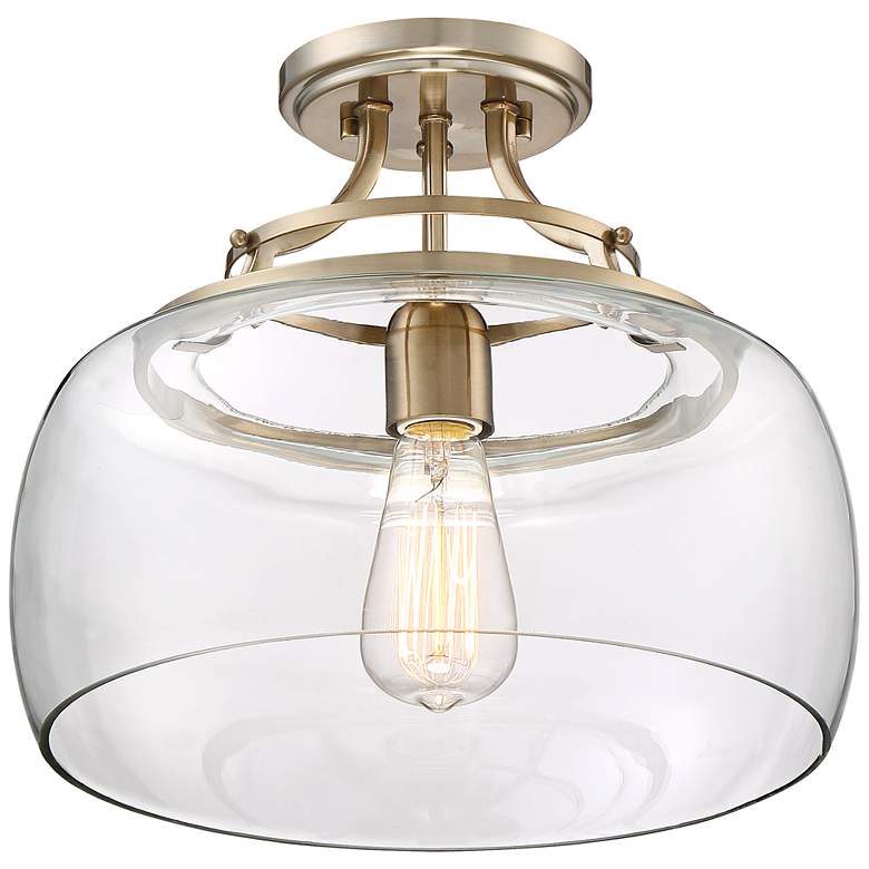 Image 4 Franklin Iron Works Charleston 13 1/2" Clear Glass LED Ceiling Light more views