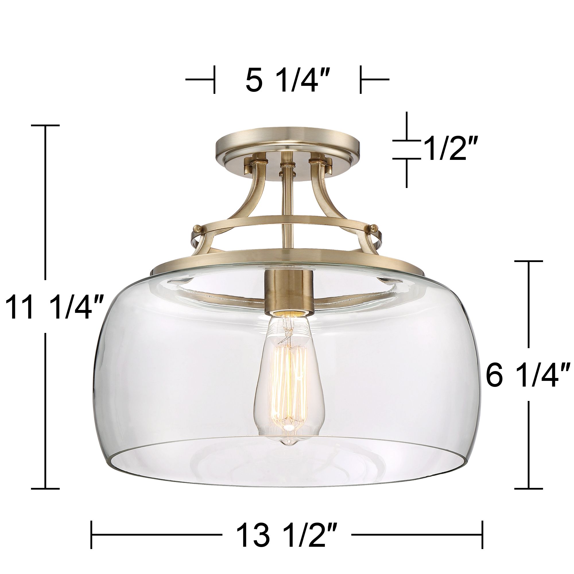 Franklin Iron Works Charleston 13 1/2" Clear Glass LED Ceiling Light