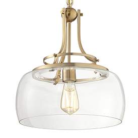 Image3 of Franklin Iron Works Charleston 13 1/2" Wide Brass LED Pendant Light more views