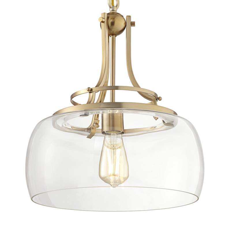 Image 3 Franklin Iron Works Charleston 13 1/2" Wide Brass LED Pendant Light more views