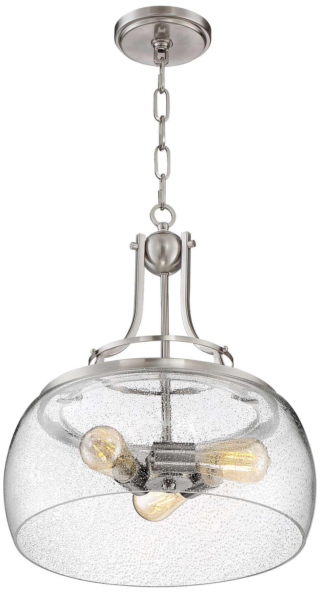 Watch A Video About the Franklin Iron Works Charleston Nickel 3 Light LED Pendant Light