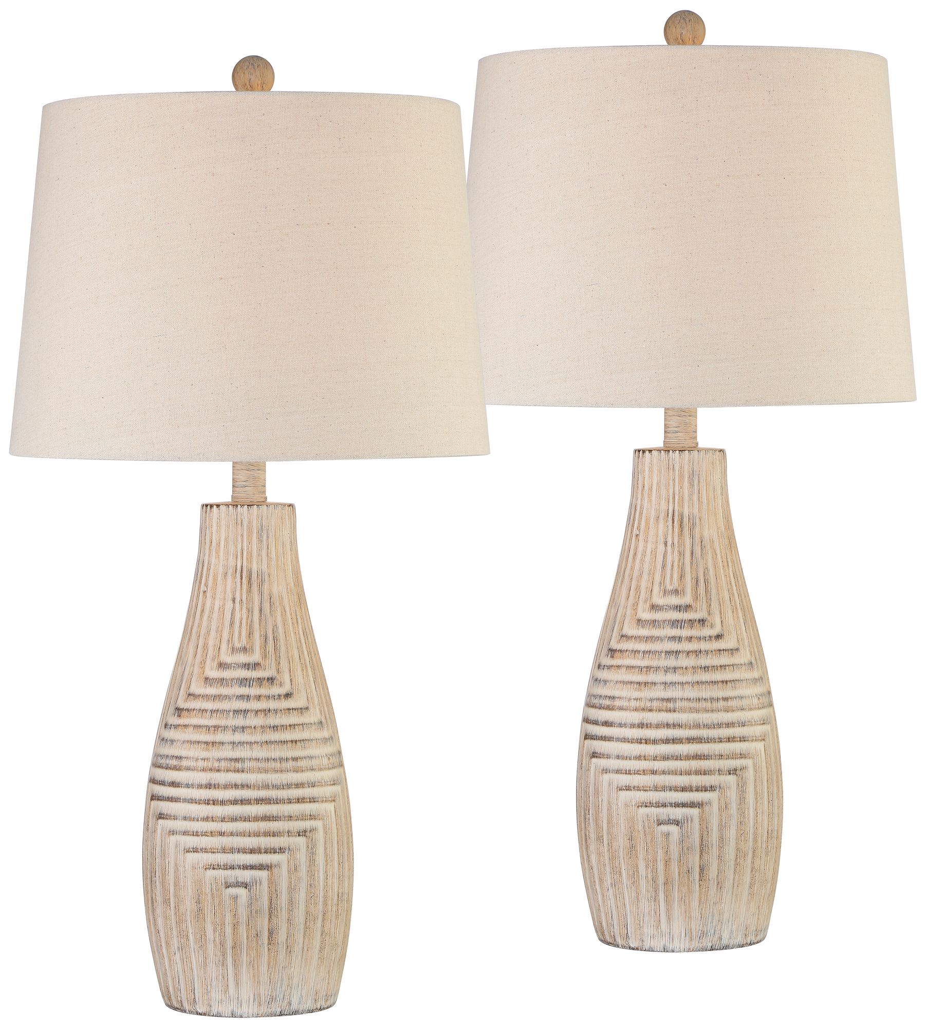 Image 2 Franklin Iron Works Chico 27" Light Wood Finish Table Lamps Set of 2