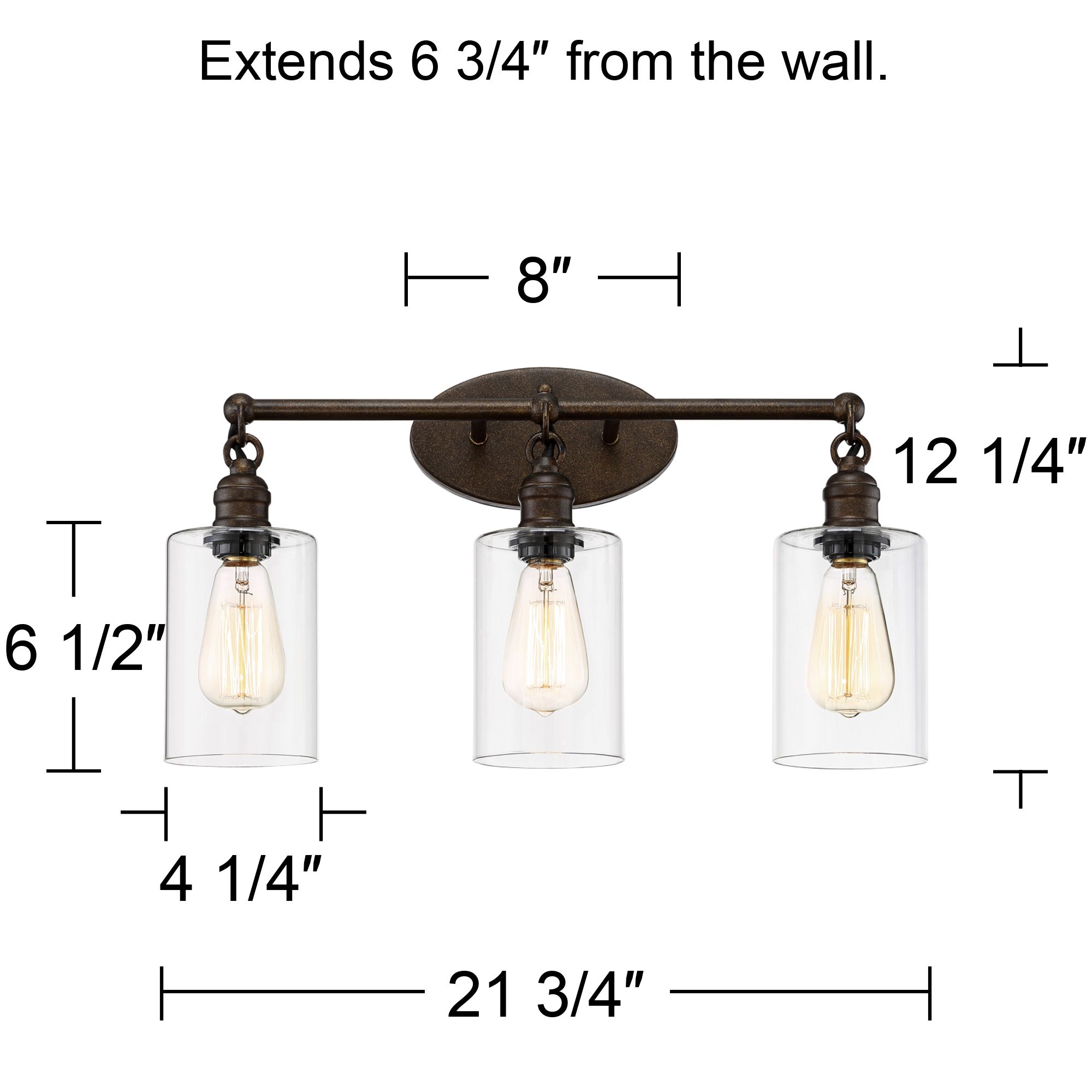 Franklin Iron Works Cloverly 21 3/4" Bronze 3-Light LED Bath Light