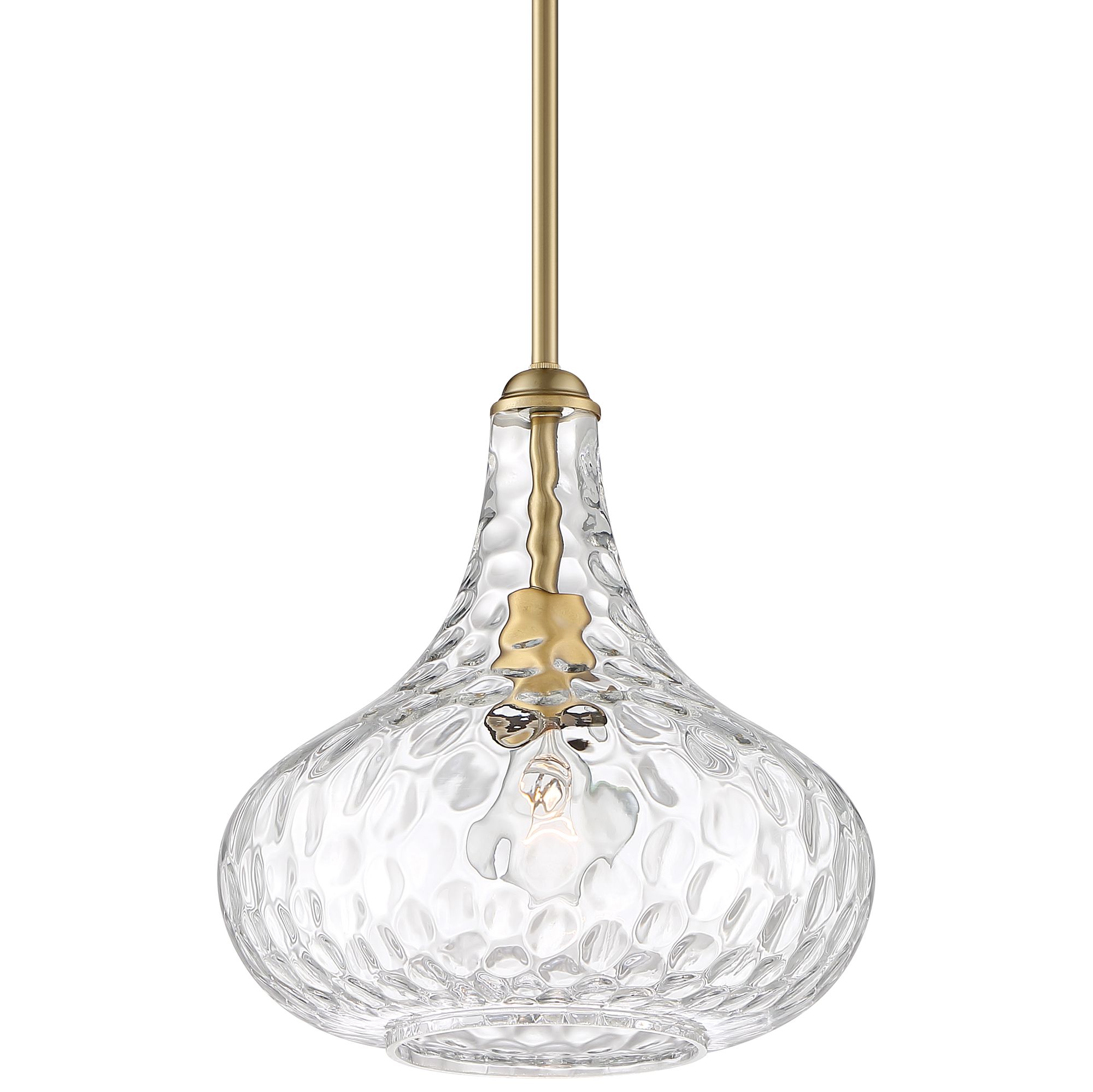 Image 2 Franklin Iron Works Cora 11" Plated Gold Hammered Glass Mini Pendant