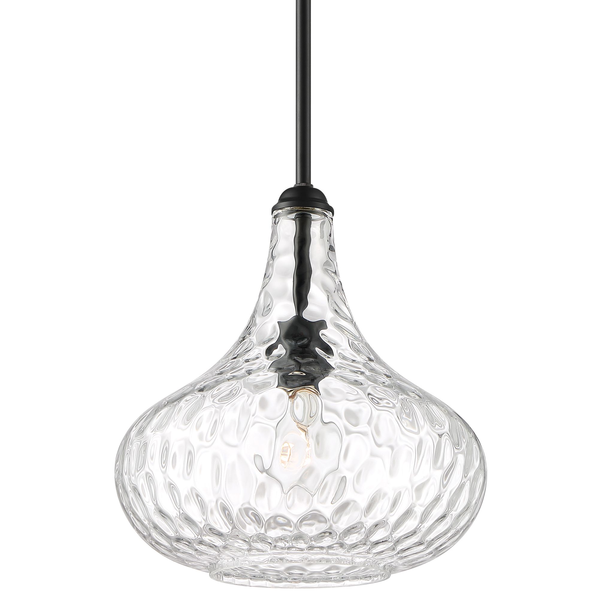 Image 2 Franklin Iron Works Cora 11"W Matte Black Hammered Glass Mini Pendant