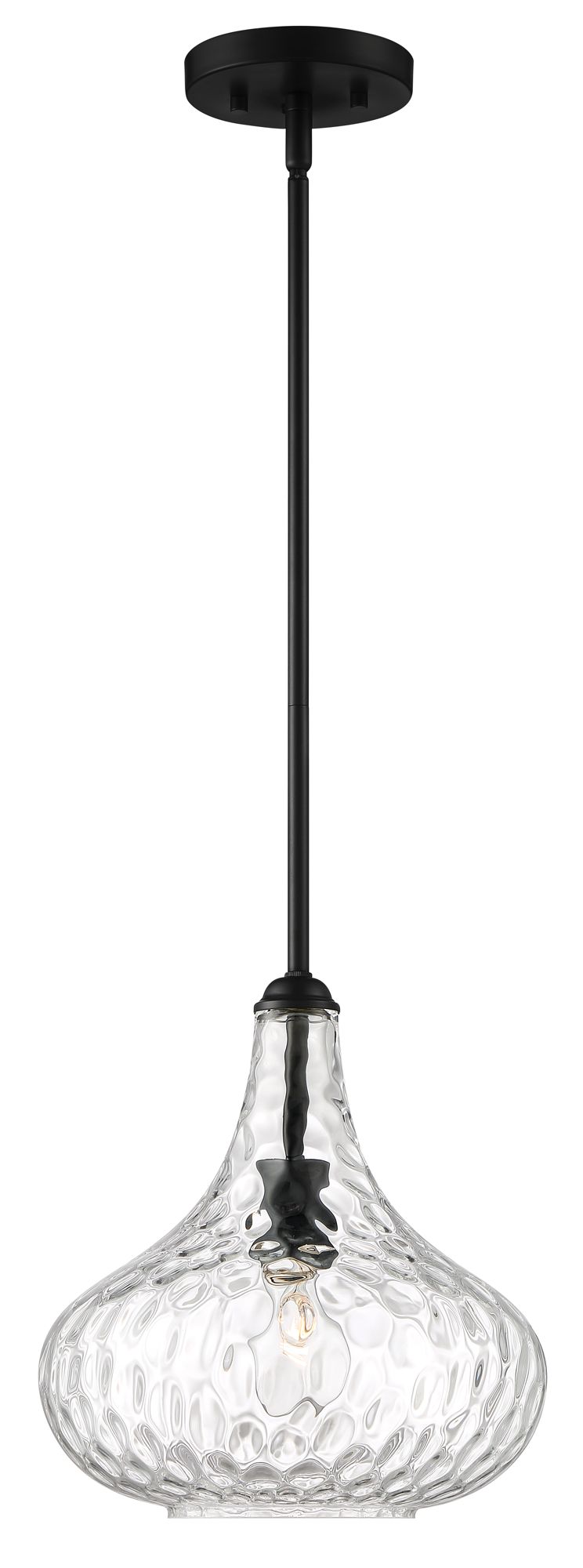 Image 5 Franklin Iron Works Cora 11"W Matte Black Hammered Glass Mini Pendant more views