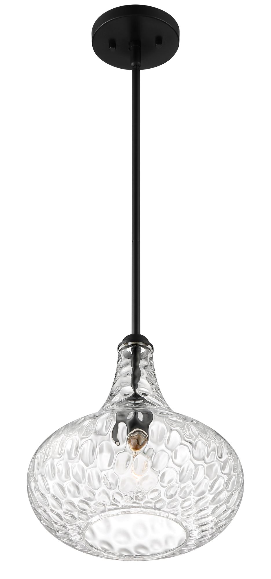 Image 6 Franklin Iron Works Cora 11"W Matte Black Hammered Glass Mini Pendant more views