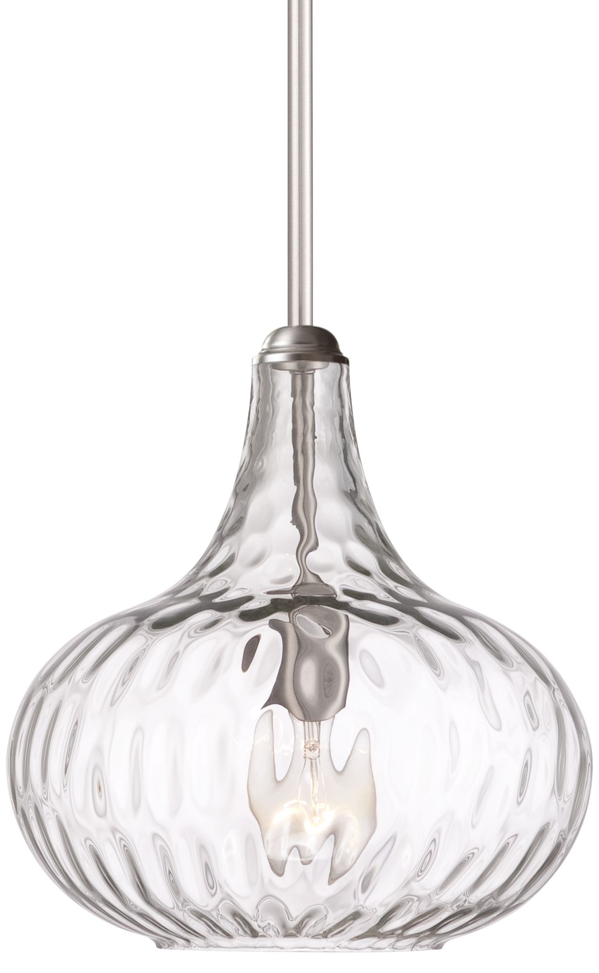 Image 3 Franklin Iron Works Cora 11"W Modern Nickel and Textured Glass Pendant