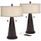 Franklin Iron Works Craig 23" Bronze USB Table Lamps Set of 2