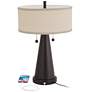 Franklin Iron Works Craig 23" Bronze USB Table Lamps Set of 2