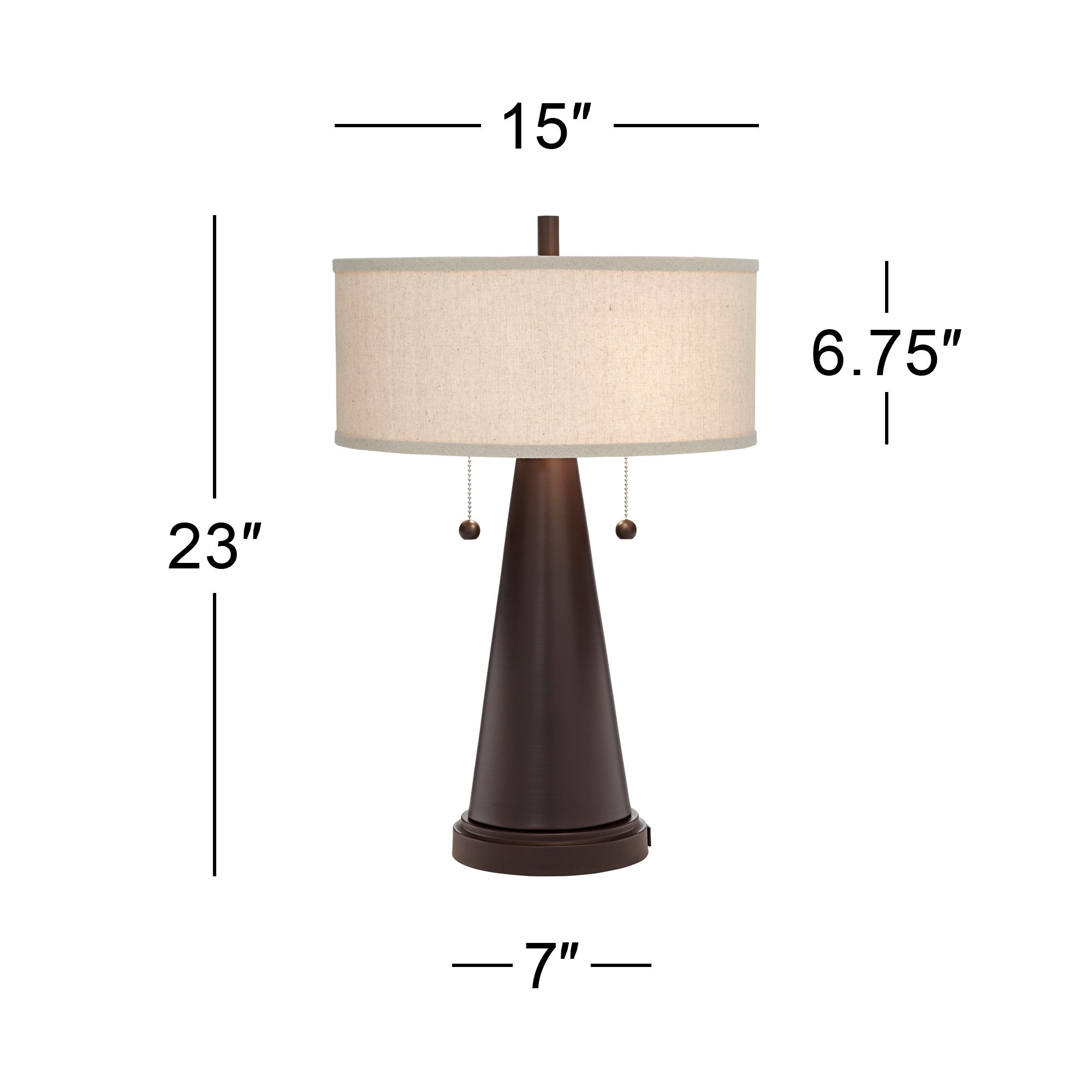 Franklin Iron Works Craig 23" Bronze USB Table Lamps Set of 2