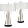 Franklin Iron Works Craig 23" Brushed Nickel USB Table Lamps Set of 2