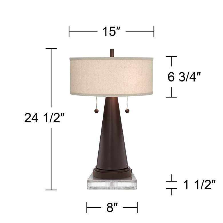 Image 7 Franklin Iron Works Craig 24 1/2" Bronze USB Table Lamps with Risers more views