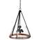 Franklin Iron Works Dana 19 1/2" Black and Wood 4-Light Ring Pendant