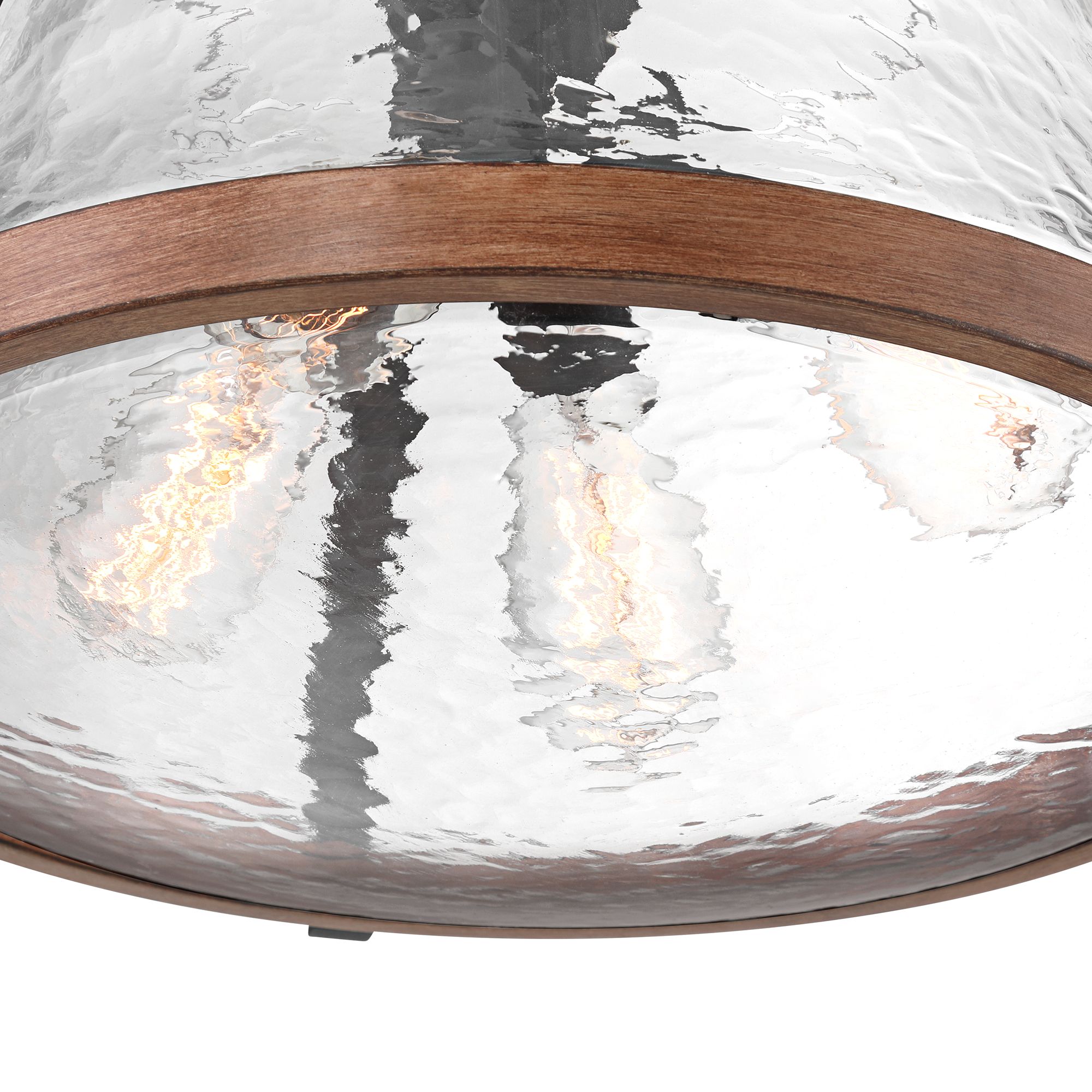 Image 3 Franklin Iron Works Dana 19 1/2" Black and Wood 4-Light Ring Pendant more views