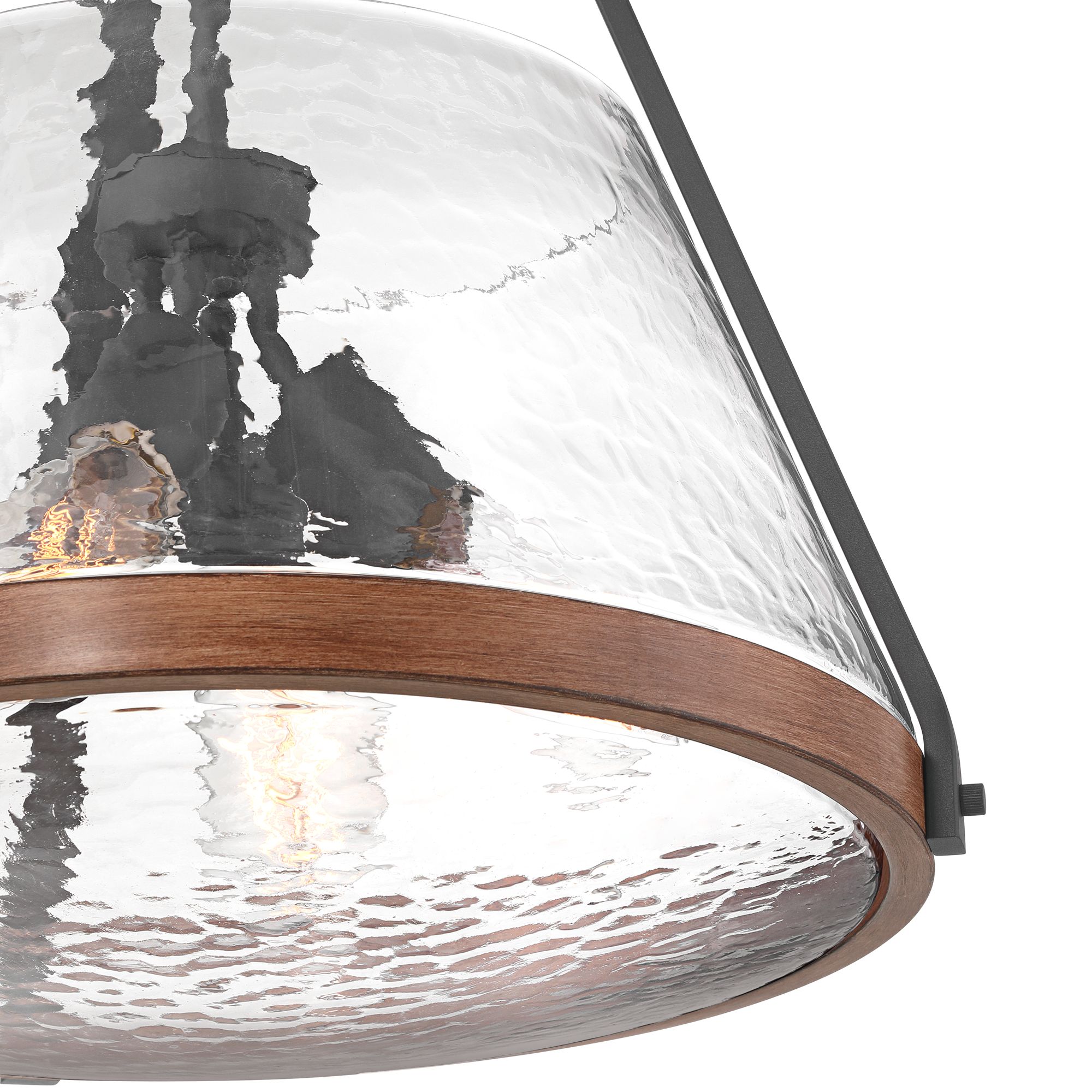 Image 4 Franklin Iron Works Dana 19 1/2" Black and Wood 4-Light Ring Pendant more views