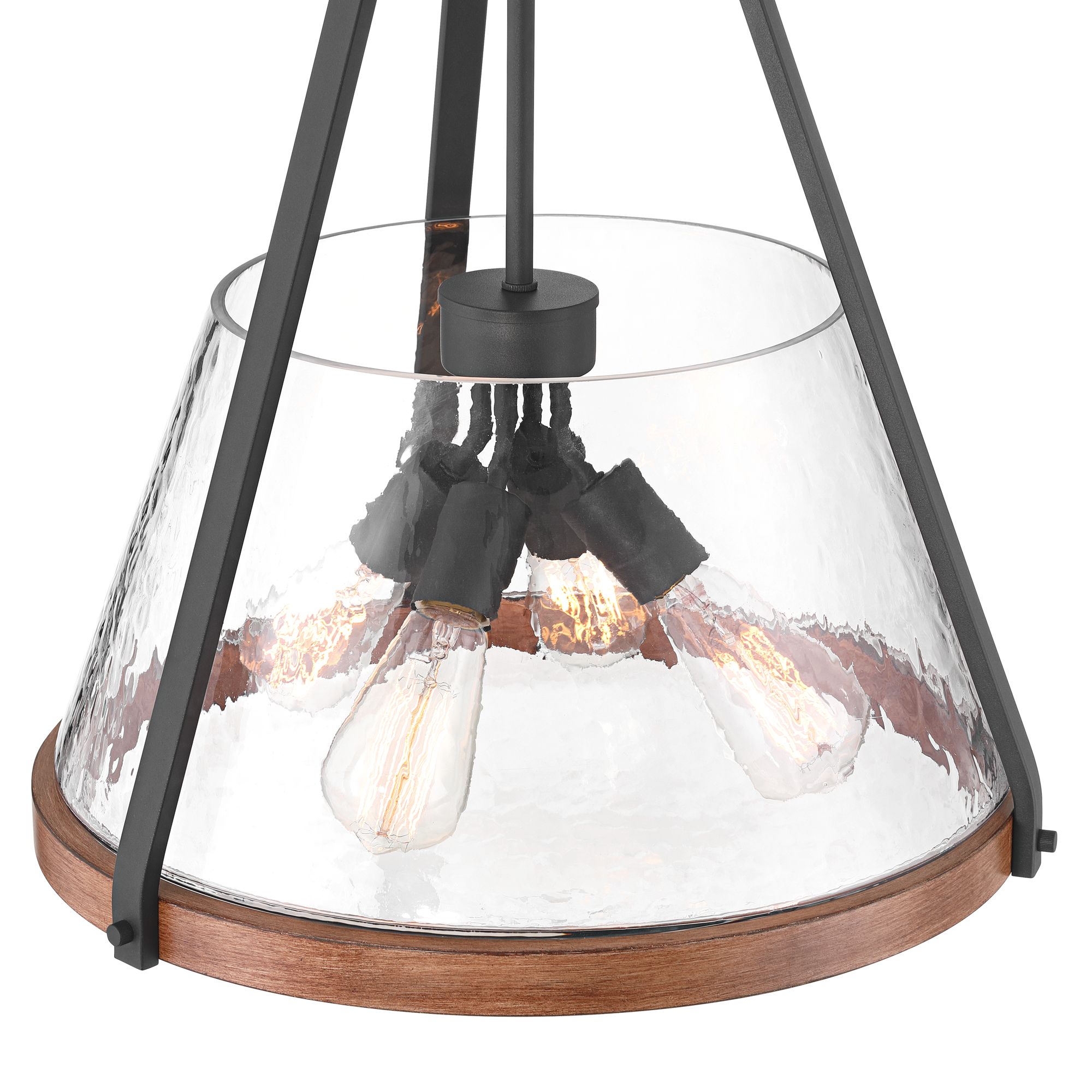 Image 5 Franklin Iron Works Dana 19 1/2" Black and Wood 4-Light Ring Pendant more views