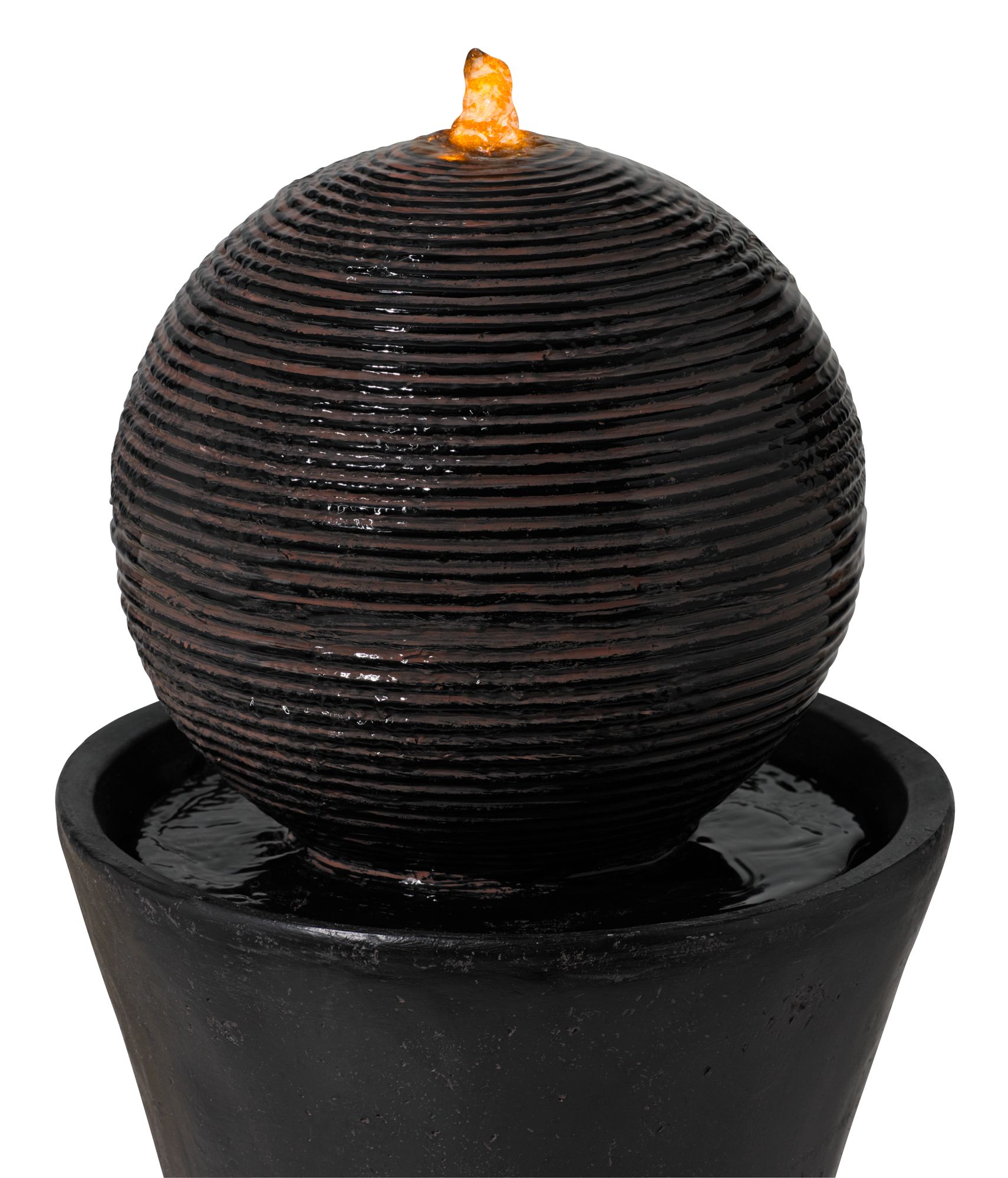 Image 4 Franklin Iron Works Dark Sphere 35 1/2"H LED Pillar Bubbler Fountain more views