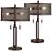 Franklin Iron Works Dayn Industrial LED USB Table Lamps Set of 2