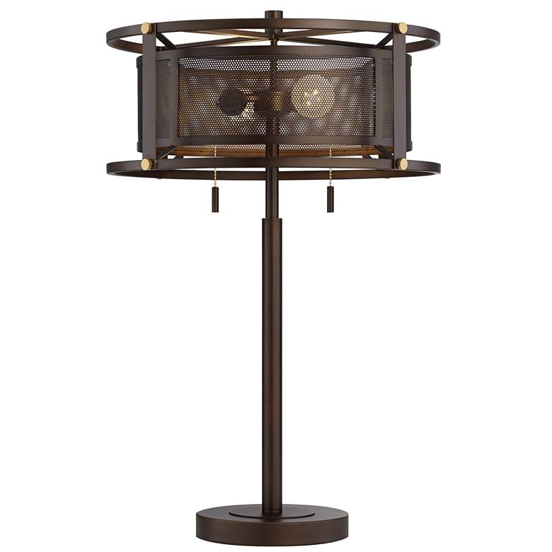 Image 2 Franklin Iron Works Derek 28 3/4" High Bronze Industrial Table Lamp