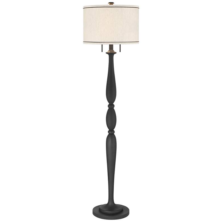 Image 2 Franklin Iron Works Diego 65" Black Turned Column Floor Lamp