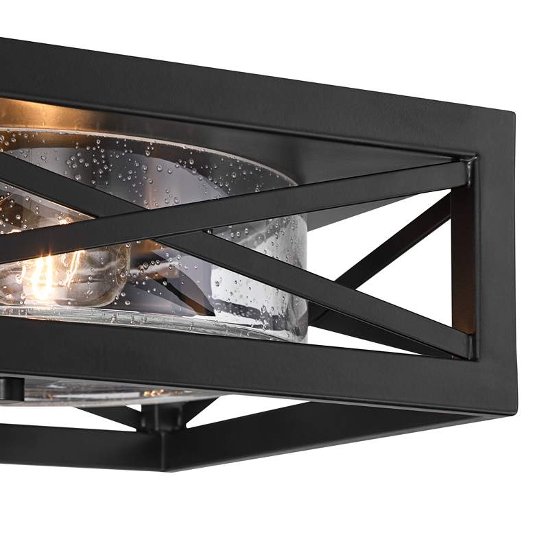 Image 4 Franklin Iron Works Drake 12" Black and Seeded Glass Ceiling Light more views