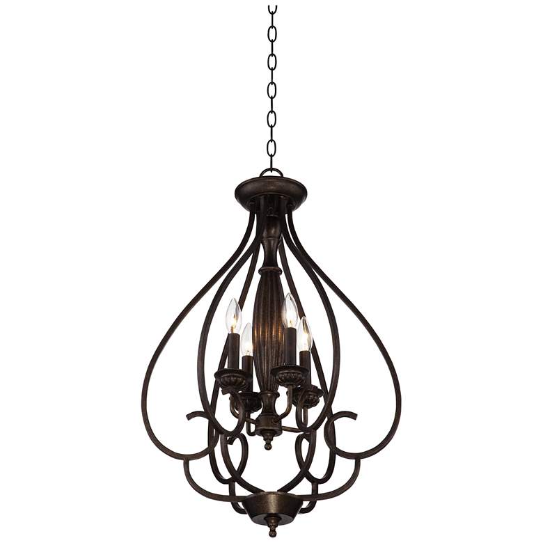 Image 7 Franklin Iron Works Dunnell 18 3/4" Wide Bronze Foyer Chandelier more views