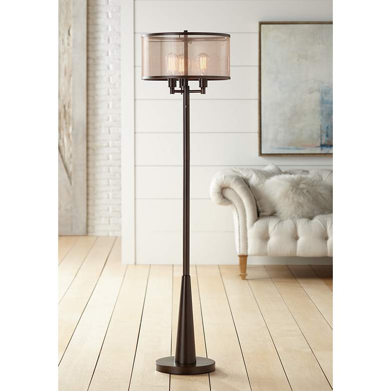 Image 2 Franklin Iron Works Durango 62 inch Bronze Floor Lamp with Edison Bulbs